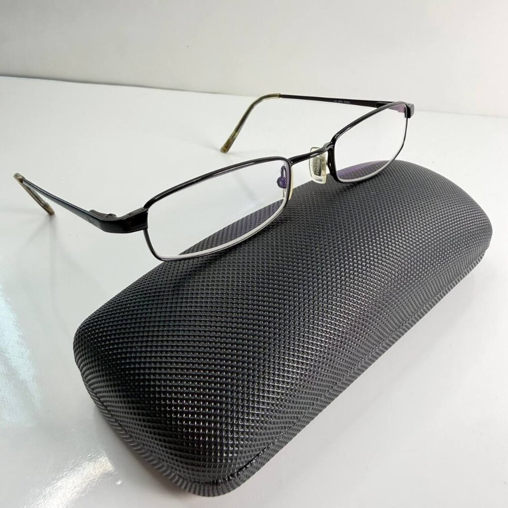 Fossil Coolidge Eyeglasses – Slim Rectangular Metal Frame – With Hard Case